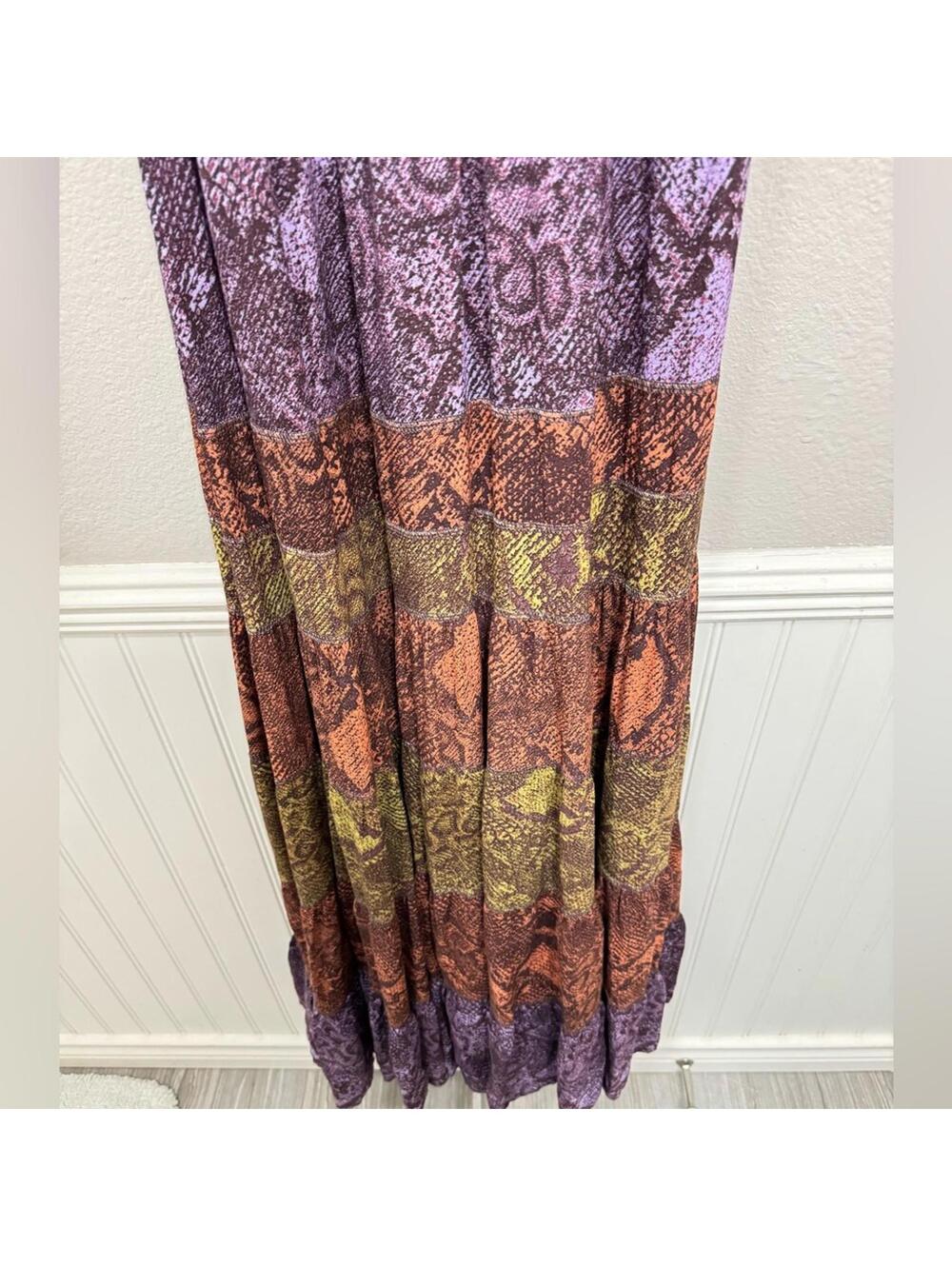Anthropologie “Colima” Multi Color Snakeskin Print Boho Maxi Long Dress- Size XS - Picture 7 of 8